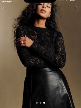 Sézane SZ 10 TAORI NWT Black Lace Long-Sleeve Women's Top SZ 10.